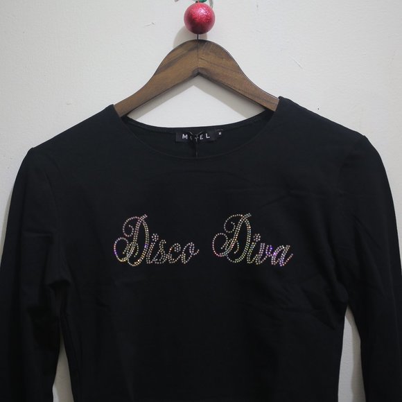 NWT Cropped Rhinestone Top from Dolls Kill. - Picture 2 of 6